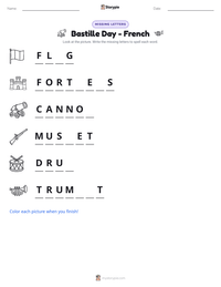 Bastille Day - French printable worksheet preview