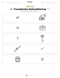 Französischer Nationalfeiertag druckbare Arbeitsblatt Vorschau