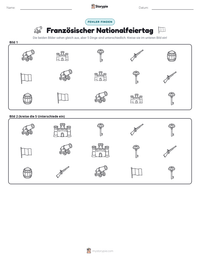 Französischer Nationalfeiertag druckbare Arbeitsblatt Vorschau