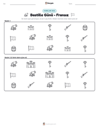 Bastille Günü - Fransız yazdırılabilir çalışma sayfası önizlemesi