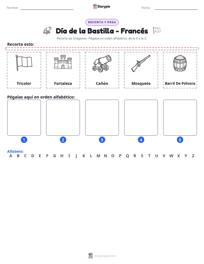 Cortar y Pegar el Alfabeto