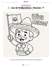 Aperçu de la feuille de travail imprimable Jour de l'Indépendance - Mexicain