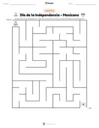 Vista previa de la hoja de trabajo imprimible de Día de la Independencia - Mexicano