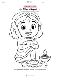 Vista previa de la hoja de trabajo imprimible de Tihar - Nepalí