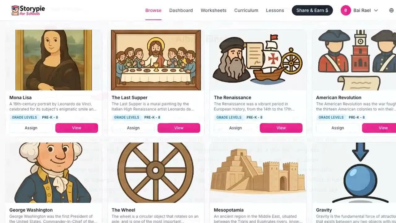 Storypie for Schools browse library