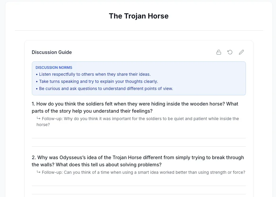 Printable discussion guides, worksheets, and coloring pages