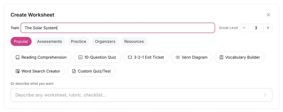 A fact-checked Storypie worksheet generated from a parent's request
