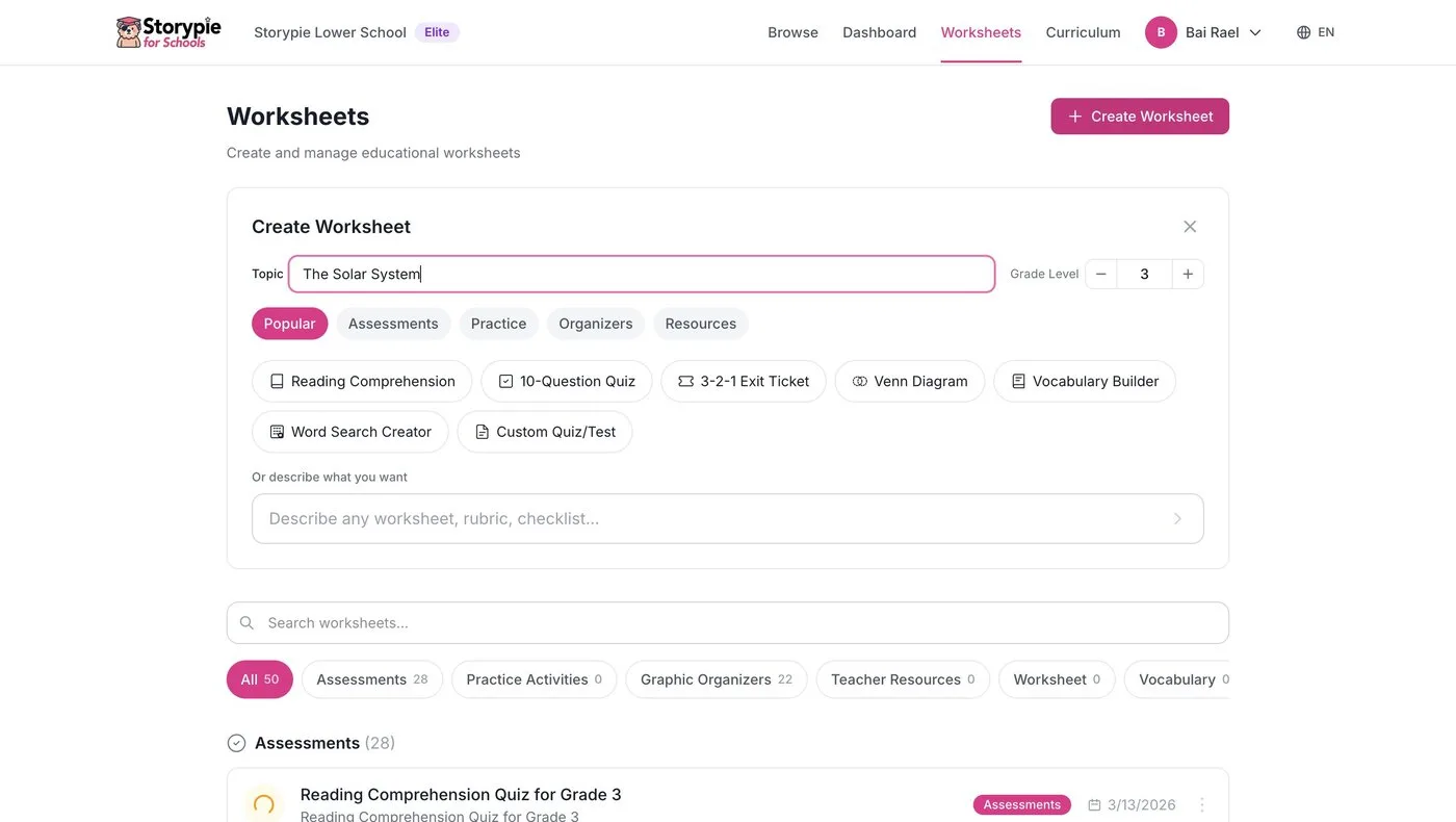 AI Worksheet Generator - type any topic, get a print-ready worksheet